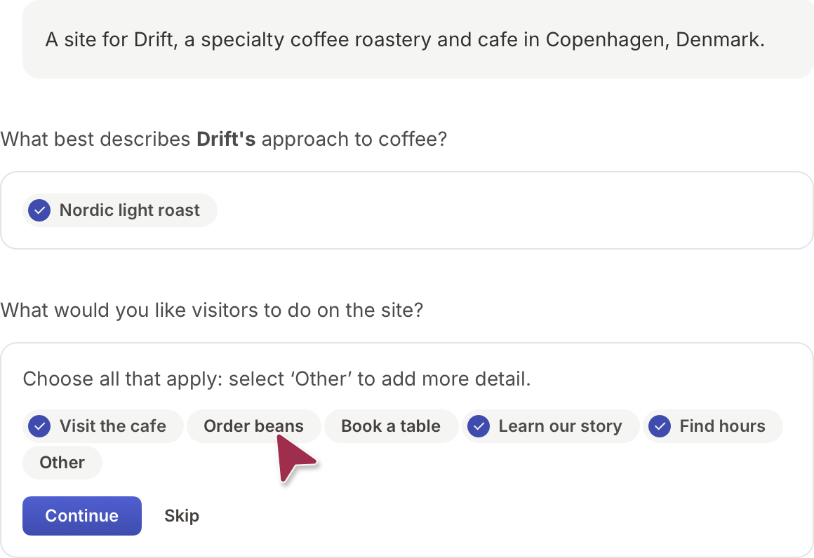 Conversation de démarrage avec Pagecloud AI