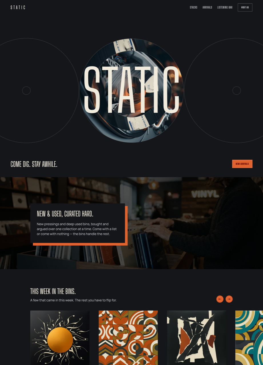 Static, un exemple de site de disquaire