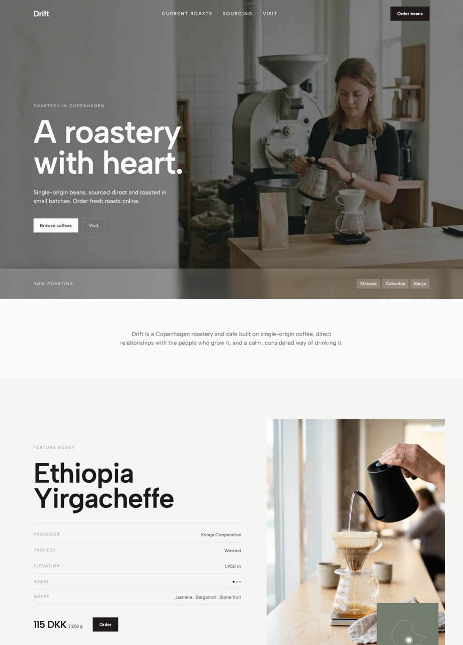 Drift, un exemple de site de torréfacteur